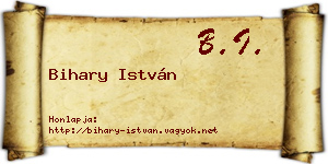 Bihary István névjegykártya